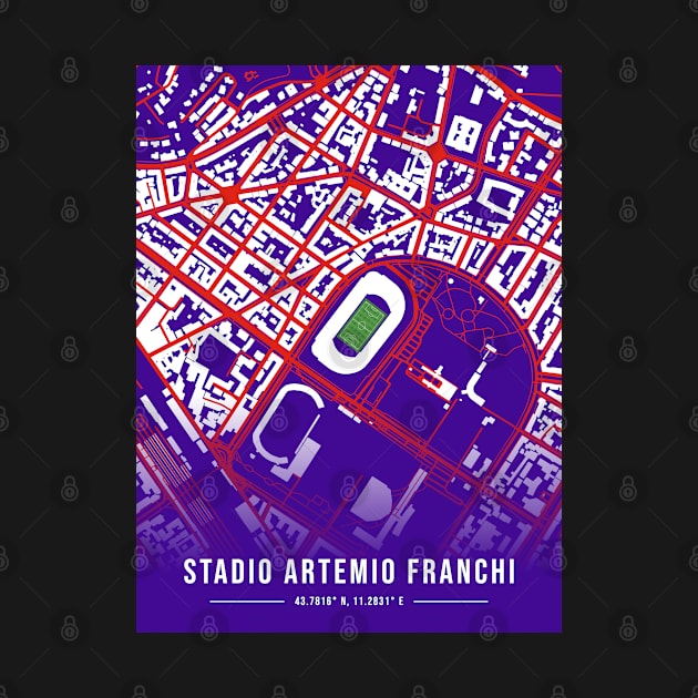 Stadio Artemio Franchi Map Design - Purple by TopFootballStadiums