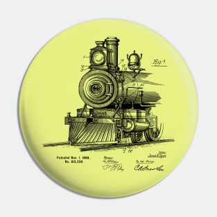 Vintage Steam Engine Locomotive Patent 1898 Pin