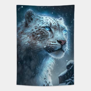 Snow Leopard Animal Portrait Painting Wildlife Outdoors Adventure Tapestry