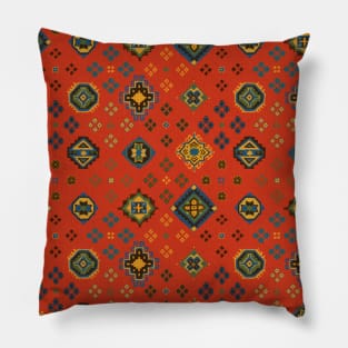 Caucasian Rugs(Grid) - Vermillion Pillow