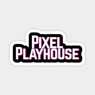 Pixel Playhouse White Logo Magnet