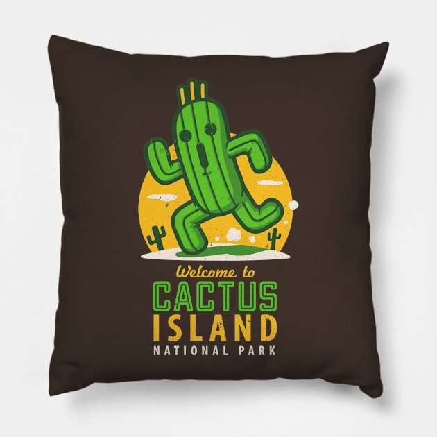 Welcome to Cactus Island Pillow by oktobear