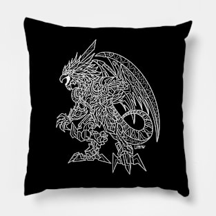 dark mexican kaiju the quetzalcoatl in mecha custom armor ecopop art Pillow