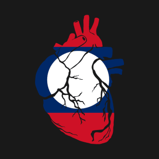 Laos Flag, Anatomical Heart Design T-Shirt