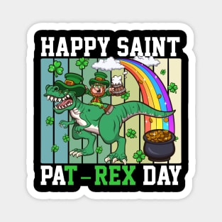 Happy Saint Pat-Rex Day Leprechaun With T-Rex Magnet