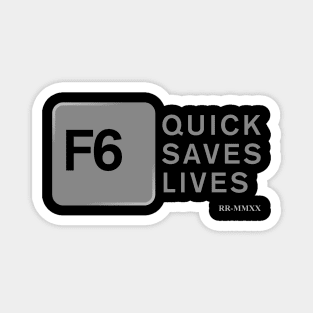 Official ROCKY ROCKHEAD Merch - F6 Quicksaves Lives (Grey) Magnet