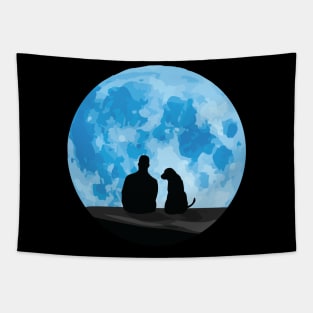 Pet therapy : Dog and Moon Tapestry