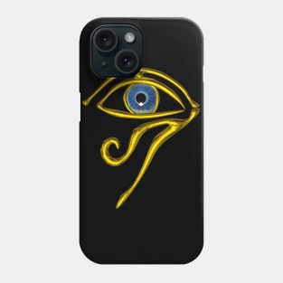 BLUE TALISMAN / GOLD HORUS EYE  IN BLACK Egyptian Divinity Phone Case