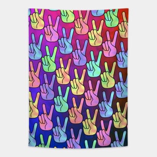 Trippy Peace Sign Hand Pattern Tapestry