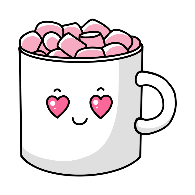 Kawaii coffee cup with marshmallows by ValFlamel