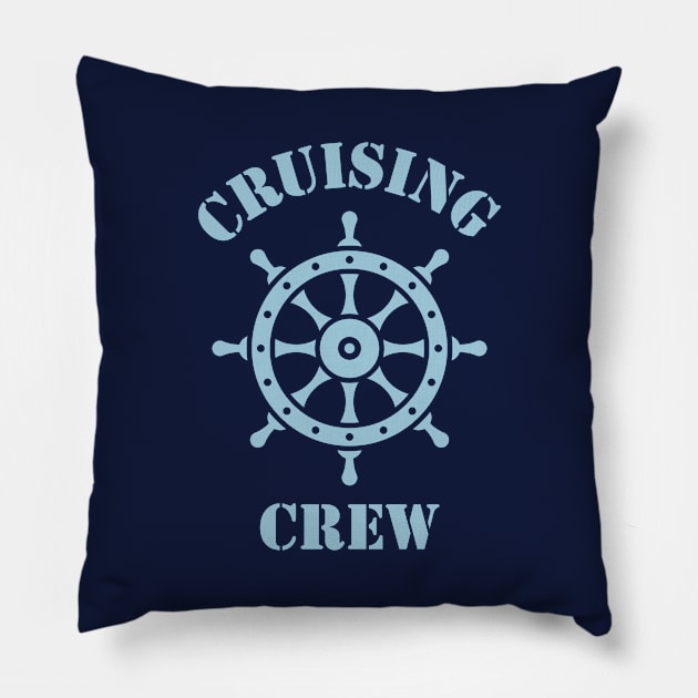 Cruising Crew (Crew Complement / Ship’s Wheel / Skyblue) Pillow by MrFaulbaum