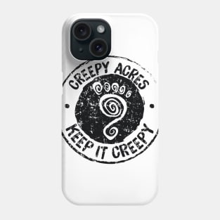 Creepy Acres foot logo (distressed in black) Phone Case
