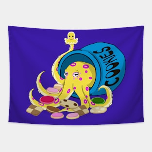 Octopus in a cookie jar (yellow with rings) Tapestry