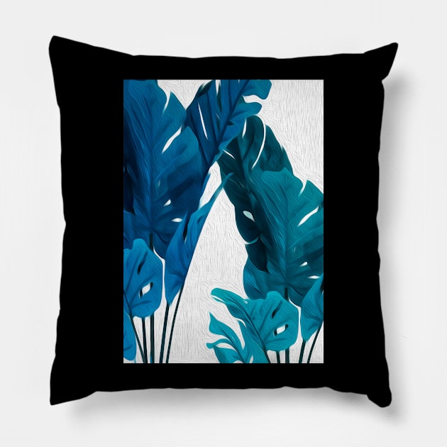 Blue Leaf Pillow by SiSuSiSu