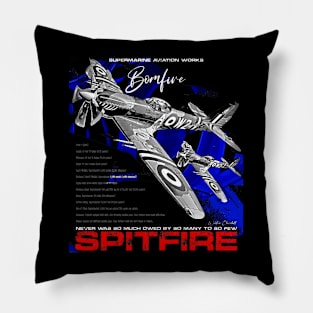 Spitfire Vintage English WW2 Fighter Aircraft Pillow