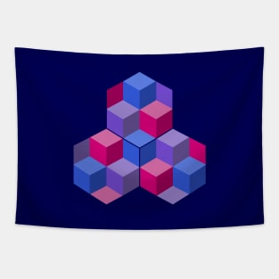 Cubes and Hexagons (Pink, Purple, Blue) Tapestry