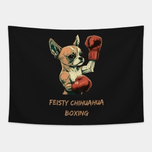 Feisty Chihuahua Boxing Tapestry