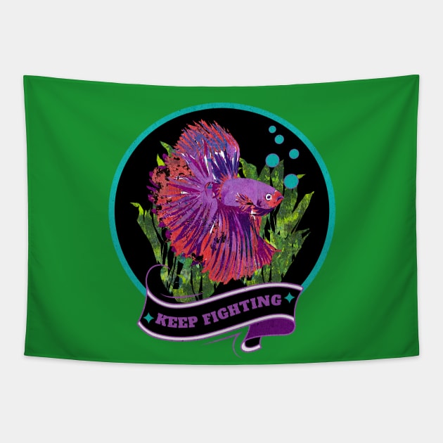 Keep Fighting Betta Fish Tapestry by Gina's Pet Store