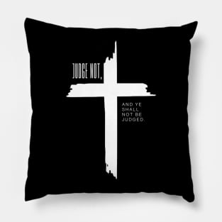 Enlightenment Prints: 'Judge Not' White Screen Printing Collection Pillow