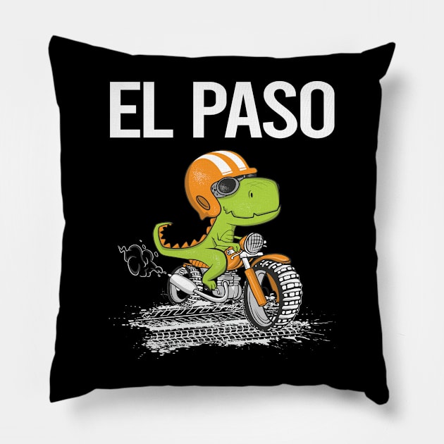 Biking Dinosaur El Paso Pillow by flaskoverhand