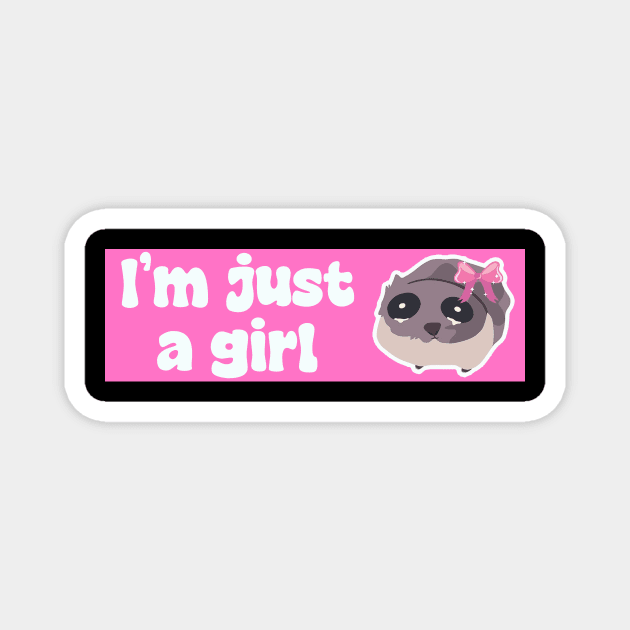 I'm just a girl pink, funny sad hamster meme stickers Magnet by QuortaDira