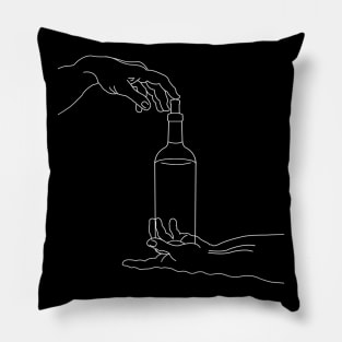 Quarantine and wine (dark background) Pillow