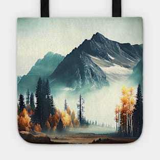 Misty Mountain with Colorful Autumn Trees Tote