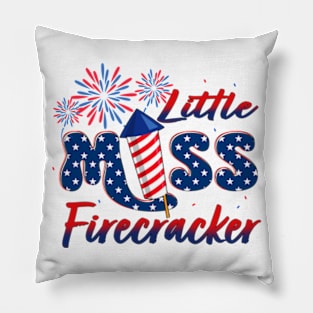 Little Miss Firecracker 4th Of July American Flag Little Miss America Pillow