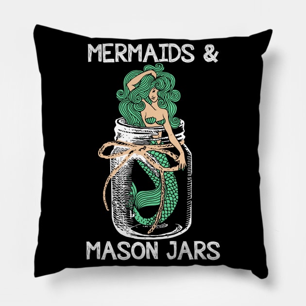 Mermaids & Mason Jars Pillow by fromherotozero