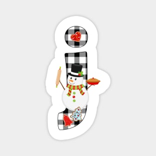 BW Buffalo Checks Pattern Monogram J | Snowman Magnet