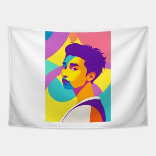 Pop art boy portrait Tapestry