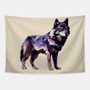 Origami Wolf Dark Blue Tapestry