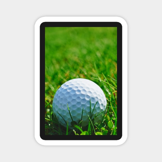 Golf Ball in Grass Magnet by adrianbrockwell