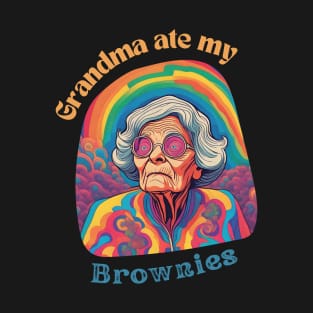 Oops! Grandma Ate My Brownies - Trippy Treat Gone Wrong (Psychedelic Illustration) T-Shirt