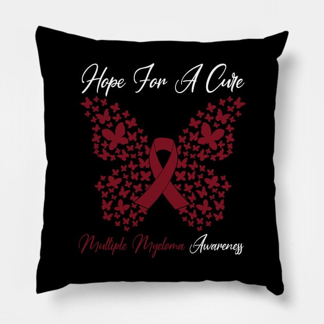 Hope For A Cure Butterfly Gift Multiple myeloma 3 Pillow by HomerNewbergereq