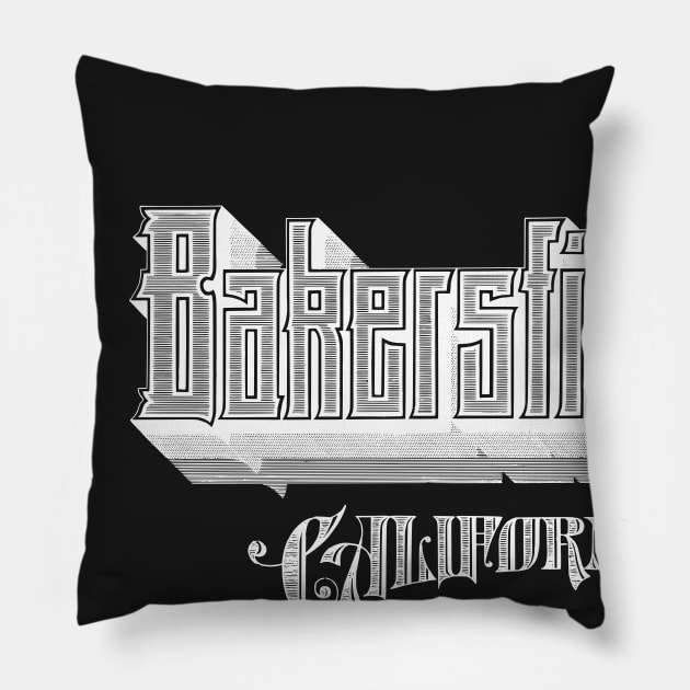 Vintage Bakersfield, CA Pillow by DonDota