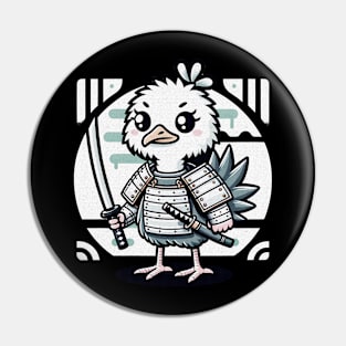 Kawaii Samurai Animal Ostrich with Katana Cute Pin