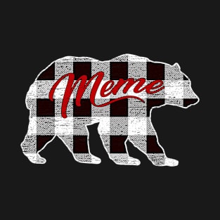 Black And White Buffalo Plaid Meme Bear Shirt Matching Pajama Family T-Shirt