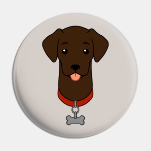 Cartoon Illustrated Chocolate Labrador Retriever With Dog Bone Collar Pin