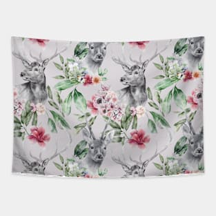 Purple Flower Deer Pattern Tapestry