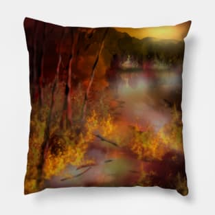 mystical forest fire Pillow