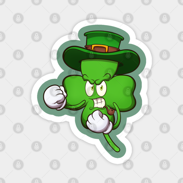 Angry Four-Leaf Clover Character Ready To Fight - Four Leaf Clover