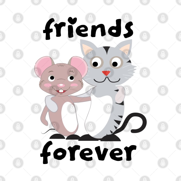 Friends Forever Cat & Mouse by alltheprints