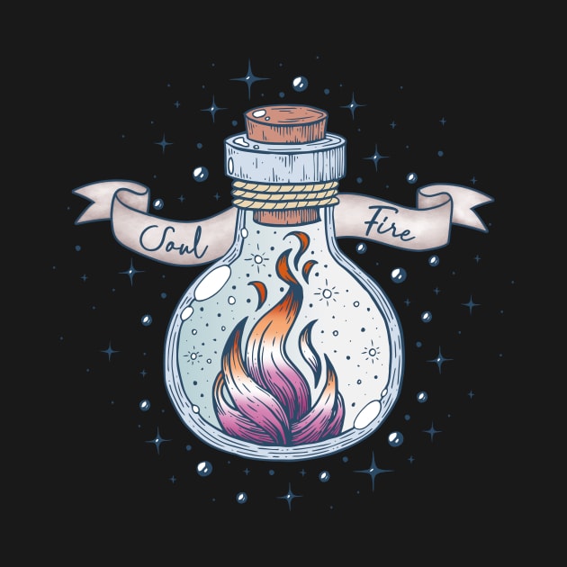 Lesbian Fire Occult Bottle LGBT Pride Flag by Psitta