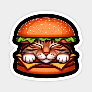 Tabby Cat is Sleeping inside a Hamburger Zzz Magnet