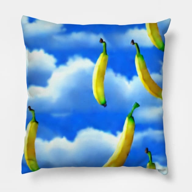 Flying Yellow Bananas are Everywhere! Pillow by drumweaver