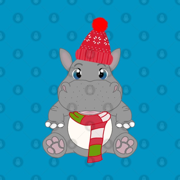 Surfinghippos in cute festive hat by Surfinghippos