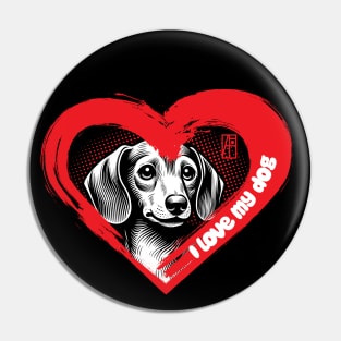 I Love My Dachshund - Joyful dog - I Love my dog Pin