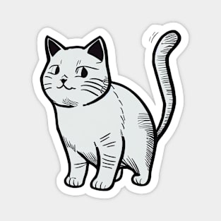 Monochrome outline kitty Magnet