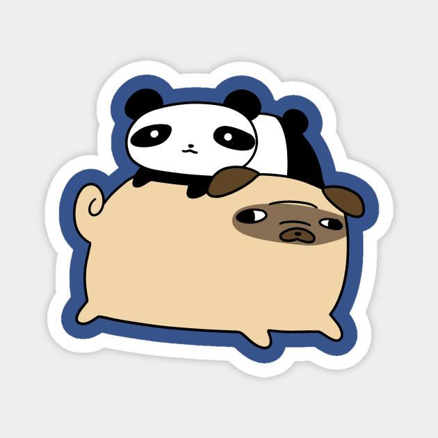 Pug and Little Panda Magnet by saradaboru